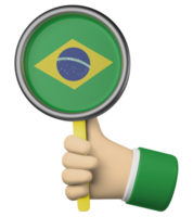 3d illustration hand holding national flag of brazil png