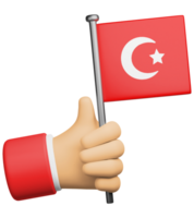 3d illustration hand holding national flag of turkey png