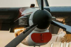 propeller blades of an old vintage airplane close up photo