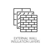 External wall thermal insulation layers icon vector