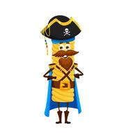 Cartoon tortiglioni italian pasta pirate character vector