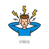 Stress psychological disorder problem linear icon vector