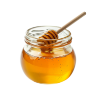 ai generiert köstlich Honig Krug mit Schöpflöffel - - Süss organisch Bienenstock Produkt png