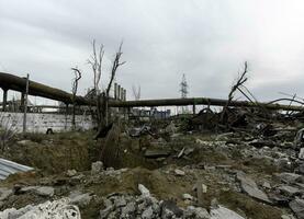 destroyed buildings of the workshop of the Azovstal plant in Mariupol Ukraine photo