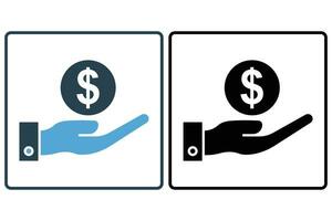hand holding money icon. icon related to financial transactions. solid icon style. business element illustration vector
