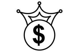 Crown with dollar icon. icon related to financial success and royalty. line icon style. business element illustration vector