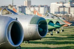 exhibition museum of old army combat fighter aircraft photo