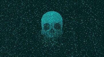 concept of cyber crime, graphic of skull shape with binary code background vector