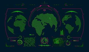 concept of global communication technology, graphic of futuristic globe with technology interface vector