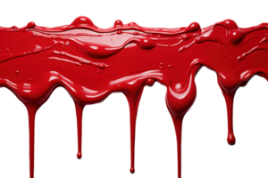 AI generated Red paint dripping isolated on transparent background png