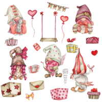 valentines nordique gnomes, scandinave gnomes et cadeau des boites. png