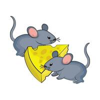 mouse with cheese illustration vector