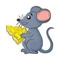 mouse with cheese illustration vector