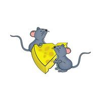 mouse with cheese illustration vector