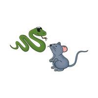 mouse and snake illustration vector