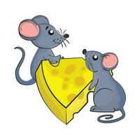 mouse with cheese illustration vector