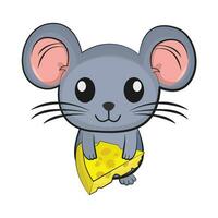 mouse with cheese illustration vector