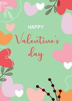 Valentine's Day card with abstract flowers and hearts. Romantic poster. vector