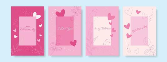 Set of Valentines. Tender congratulations on Valentine's Day. Place for text. vector