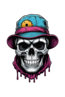 AI generated Skull in cap with skull tattoo on the background png