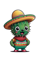 AI generated Mexican costume cactus on transparent background illustration png