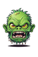 AI generated Zombie green head on a transparent background png