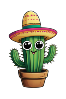 AI generated Mexican costume cactus on transparent background illustration png