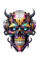 AI generated Skull with headphones transparent background png