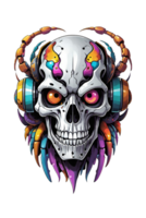 AI generated Skull with headphones transparent background png