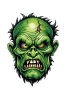 ai généré zombi vert tête sur une transparent Contexte png