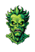 ai gegenereerd zombie groen hoofd Aan een transparant achtergrond png