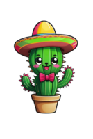 AI generated Mexican costume cactus on transparent background illustration png