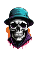 AI generated Skull in cap with skull tattoo on the background png