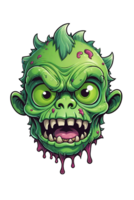 ai genererad zombie grön huvud på en transparent bakgrund png