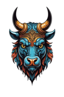 AI generated Bull head with tribal ornaments png