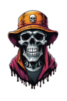 AI generated Skull in cap with skull tattoo on the background png