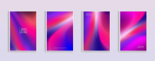 Set of covers design templates with vibrant northern lights gradient background. trendy modern design. applicable for landing pages, covers, brochures, flyers, presentations, banners. Vector design.