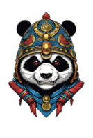 AI generated Panda head wearing a helmet illustration design png