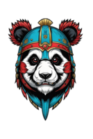 AI generated Panda head wearing a helmet illustration design png