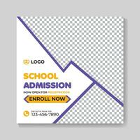 School admission education social media post design back to school web banner template vector