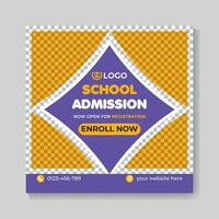 School admission education social media post design web banner template vector