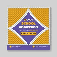 School admission education social media post design web banner template vector