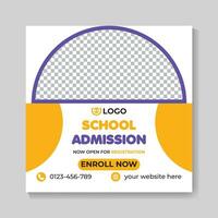 School admission education social media post design back to school web banner template vector