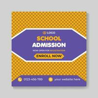 School admission education social media post design web banner template vector