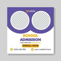 Creative school admission education social media post design back to school web banner template vector