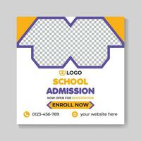 School admission education social media post design web banner template vector