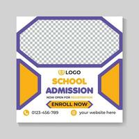 School admission education social media post design web banner template vector