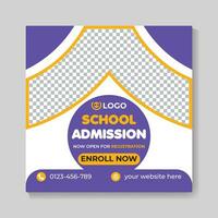 Professional creative school admission education social media post design modern back to school web banner template vector