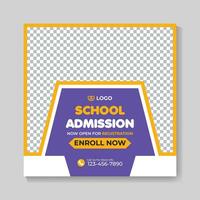 School admission education social media post design back to school web banner template vector