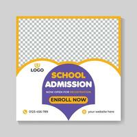 Professional modern school admission education social media post design creative back to school web banner template vector